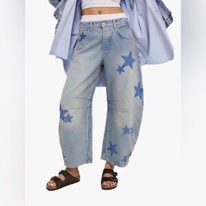 Women’s Barrel Jeans Baggy Distressed Mid Waist, New without tags!